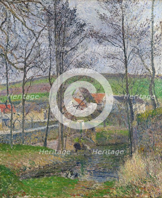 The banks of the Viosne at Osny in grey weather, 1883. Artist: Pissarro, Camille (1830-1903)