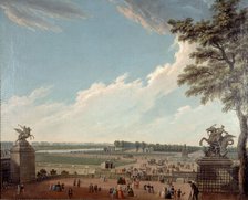 Place Louis XV and the Champs-Elysées, seen from the swing bridge, around 1780... Creator: Unknown.