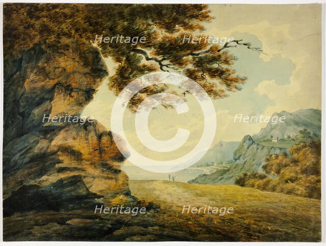 Two Figures Looking at Bay, c. 1790. Creator: Unknown.