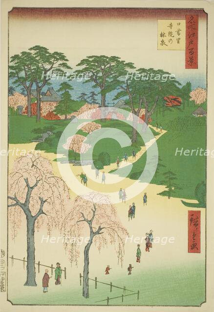 Temple Gardens in Nippori (Nippori jiin no rinsen), from the series "One Hundred Famous... 1857. Creator: Ando Hiroshige.