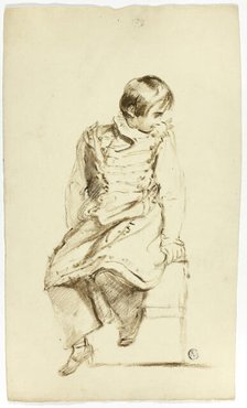 Seated Boy, Looking Sideways, c. 1830. Creators: Thomas Jones Barker, Thomas Barker.