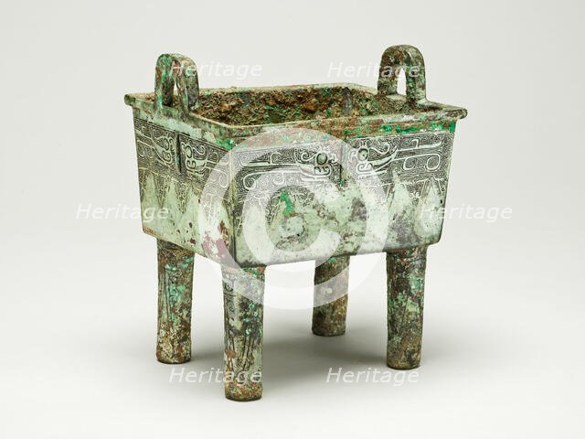 Rectangular Cauldron, Shang dynasty ( about 1600-1046 BC ), 12th/11th century. Creator: Unknown.