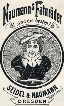 Advertisment for Naumann's bicycles, 1898. Artist: Unknown