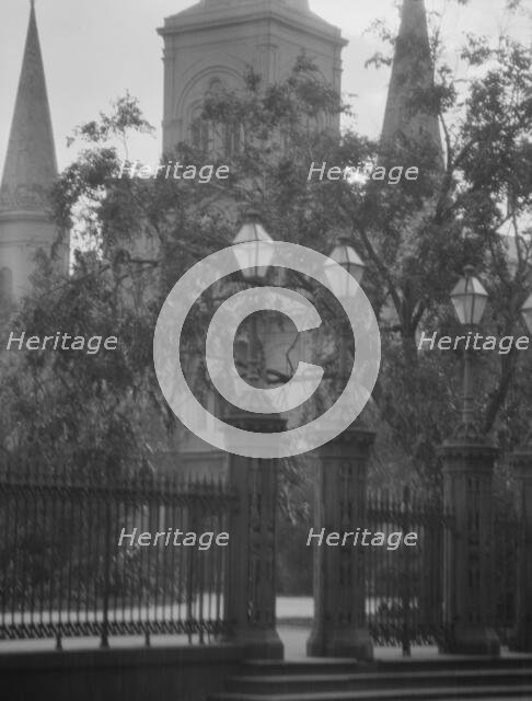 St. Louis Cathedral from Jackson Square, New Orleans, between 1920 and 1926. Creator: Arnold Genthe.