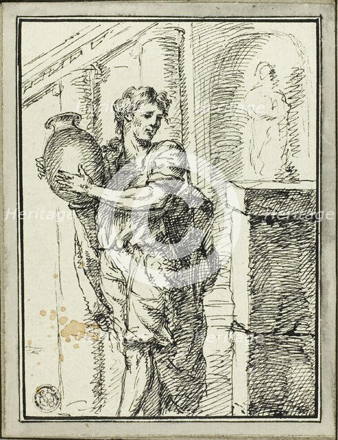Man Holding Jar, 1785. Creator: David Pierre Giottino Humbert de Superville.