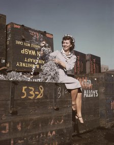 Annette del Sur publicizing salvage campaign...Douglas Aircraft Company, Long Beach, Calif., 1942. Creator: Alfred T Palmer.