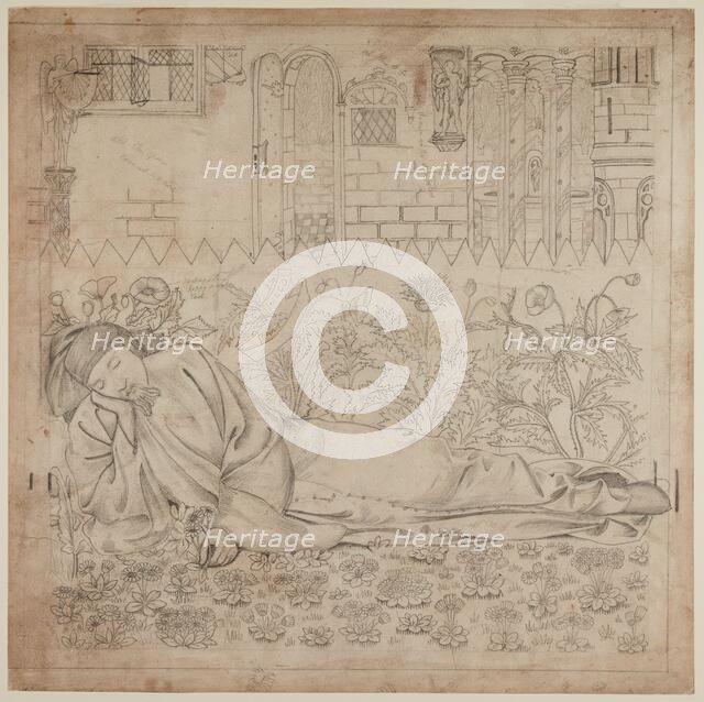 Chaucer's 'Legend of Good Women' - Chaucer Asleep, 1864. Creator: Sir Edward Coley Burne-Jones.