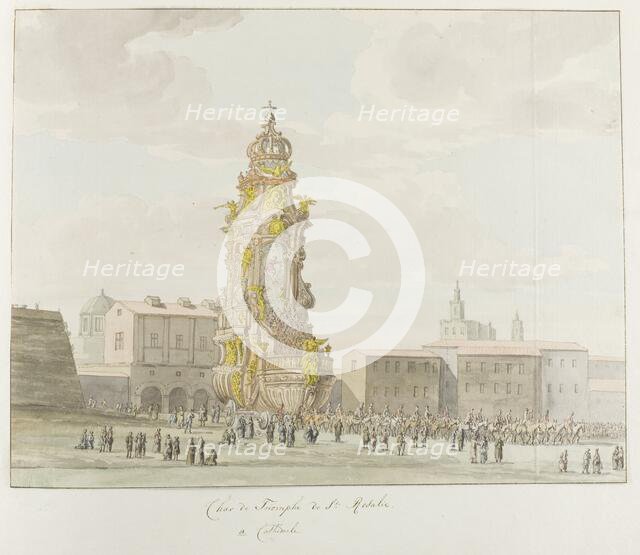 Triumphal chariot for Santa Rosalia, 1778. Creator: Louis Ducros.