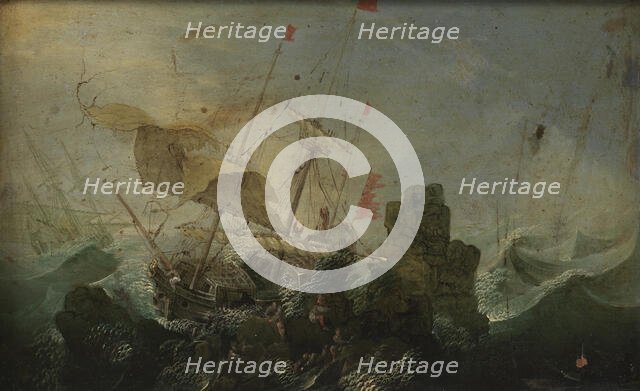 Shipwreck against a Rock, 1600-1700. Creator: Cornelis Claesz van Wieringen.