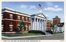US Post Office and Monticello Hotel, Charlottesville, Virginia, USA, 1941. Artist: Unknown