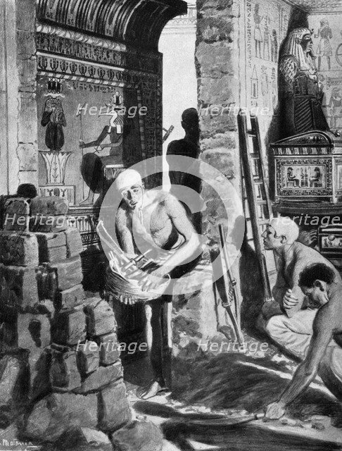 The final interior decoration and sealing of Tutankhamun's tomb, Egypt, 1325 BC (1933-1934). Artist: Unknown