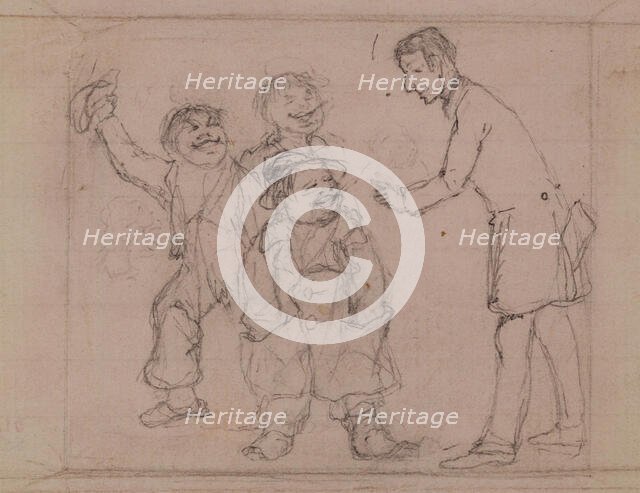 Man and Three Boys, c1820-1865. Creator: David Claypoole Johnston.