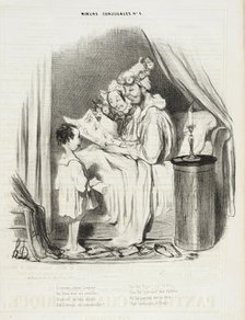 Ce matin, avant l'aurore, un Dieu vint me reveiller..., 1839. Creator: Honore Daumier.