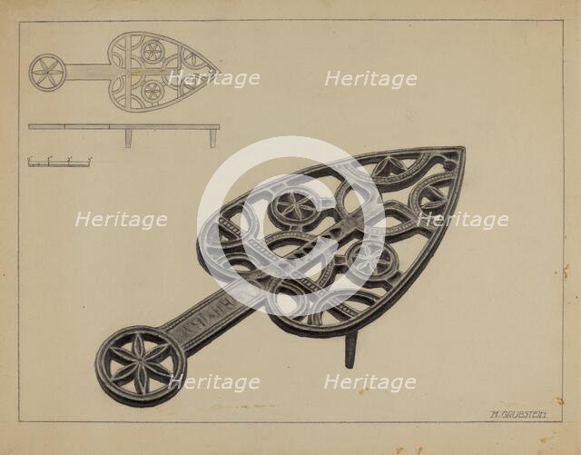 Pa. German Flat-iron Holder, c. 1936. Creator: Milton Grubstein.