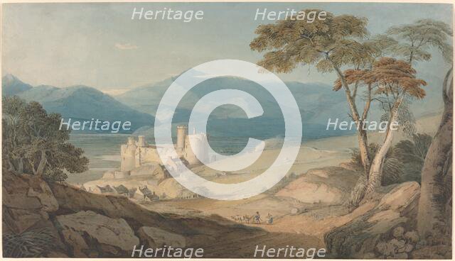 Harlech Castle and Snowdon, c. 1805. Creator: John Varley I.