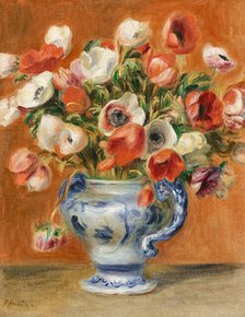 Vase of anemones, 1890. Creator: Renoir, Pierre Auguste (1841-1919).