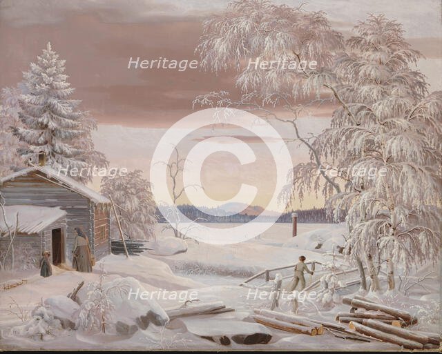 Winter Sunset in Savo Province, 1848. Creator: Ferdinand von Wright.