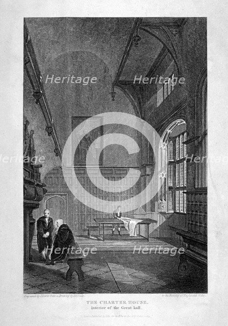Interior of the Great Hall, Charterhouse, Finsbury, London, 1815.                                    Artist: J Lewis