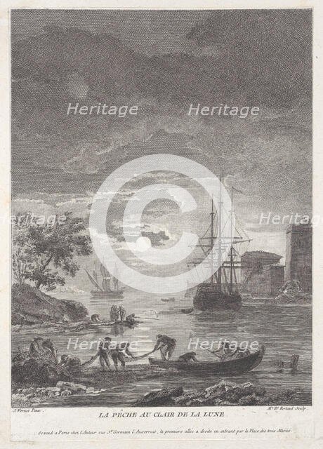 Fishing in the Moon Light, ca. 1771. Creator: Bertaud.