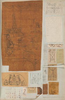 Page from a Scrapbook containing Drawings and Several Prints of Architecture, Int..., ca. 1800-1850. Creators: Workshop of Charles Percier, Workshop of Pierre François Léonard Fontaine.