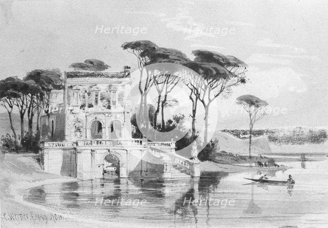 Italian Lake Scene with Villa (from Cropsey Album), 1849. Creator: Carl Friedrich Heinrich Werner.