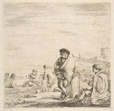 A standing sailor talking to a seated Levantine, ca. 1660. Creator: Stefano della Bella.