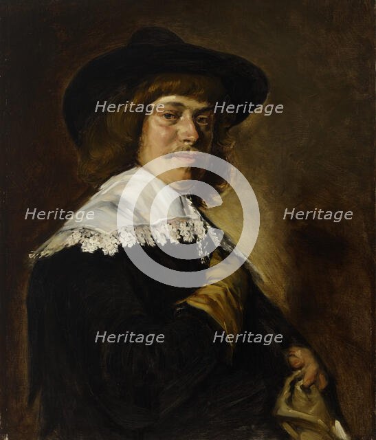 Portrait of a Young Man Holding a Glove, copy after Frans Hals, 1892. Creator: Helene Schjerfbeck.