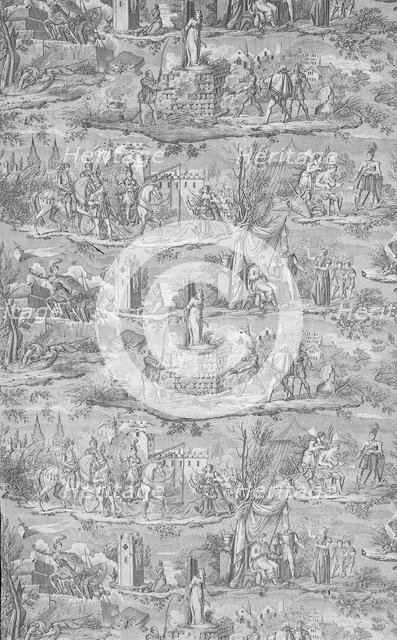 La Vie de Jeanne d'Arc (The Life of Joan of Arc) (Furnishing Fabric), Bolbec, after 1817. Creator: François Kettinger et Fils.