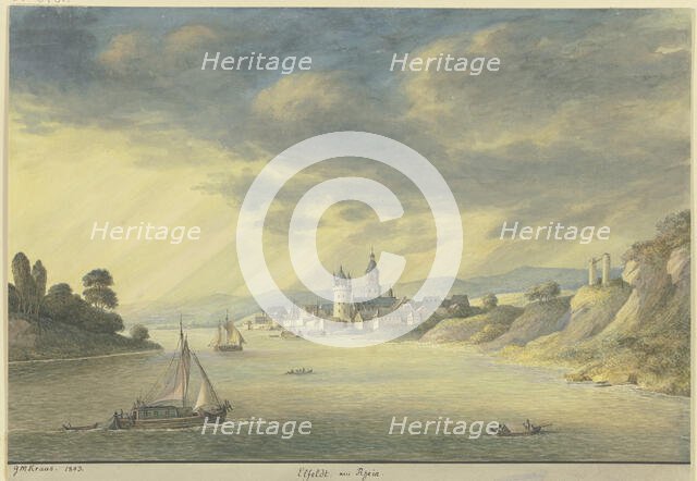 View of Eltville am Rhein, 1803. Creator: Georg Melchior Kraus.