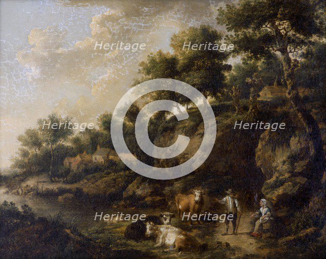 'Landscape with Cowherd', 18th century. Artist: Henricus Josephus Antoniessen.