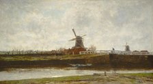 View of the Mill and Bridge on the Noordwest Buitensingel in The Hague, 1873. Creator: Jacob Henricus Maris.