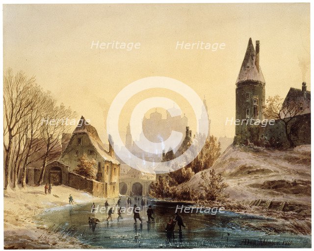 'Skating Rink on a River', 1855.  Artist: Anton Doll
