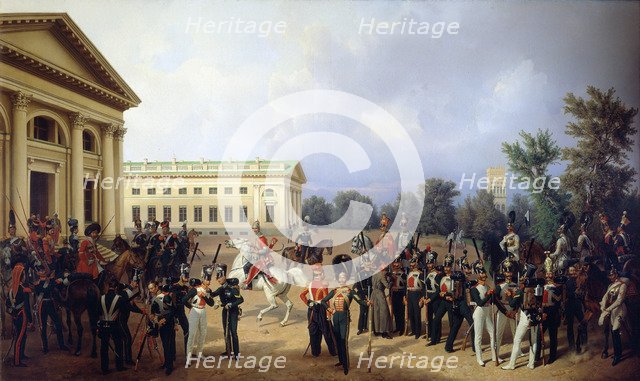 'The Imperial Russian Guard in Tsarskoye Selo in 1832', 1841.  Artist: Franz Kruger