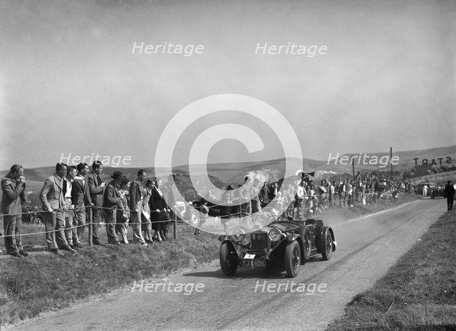 Invicta S Type Red Gauntlet of D Monro at the Bugatti Owners Club Lewes Speed Trials, Sussex, 1937. Artist: Bill Brunell.