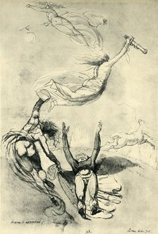 Dead hero with goddesses, 1778, (1943). Creator: Henry Fuseli.