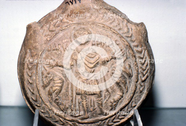 St. Menas, Pilgrim Flask from Abu Mina, Mariut, Egypt, 6th-7th Century. Artist: Unknown.