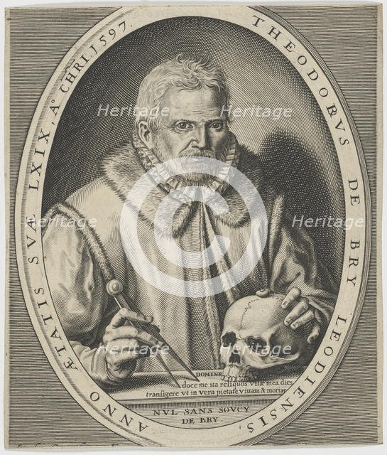 Portrait of Theodor de Bry (1528-1598), ca. 1597. Creator: Bry, Johann Theodor de (1561-1623).