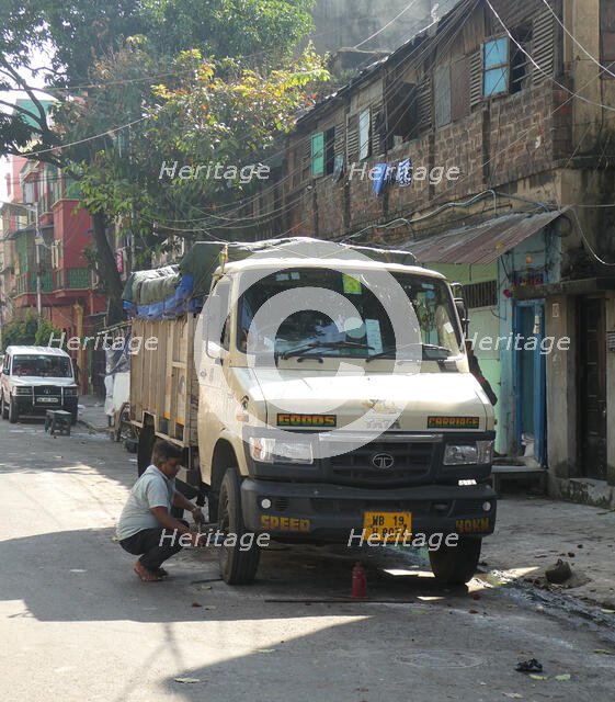 Repairs to TATA truck , West Bengal India, 2019. Creator: Unknown.