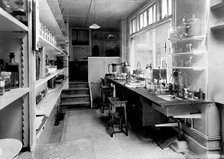 A laboratory, possibly at the Hahnemann Hospital and Homeopathic Dispensaries, Liverpool, [1910?]. Creator: Unknown.