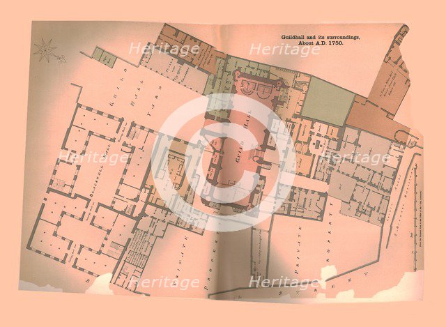 Guild Hall ( City of London) Plan, c1750, (1886). Artist: Unknown.