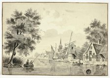 Houses and Windmill Beside Canal, after 1758. Creator: Unknown.