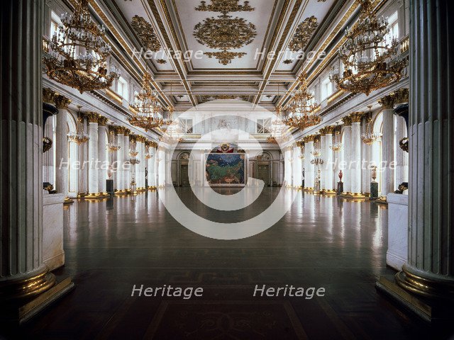 'The George Hall (Great Throne Hall) in the Winter Palace', 1837-1842.  Artist: Giacomo Antonio Domenico Quarenghi