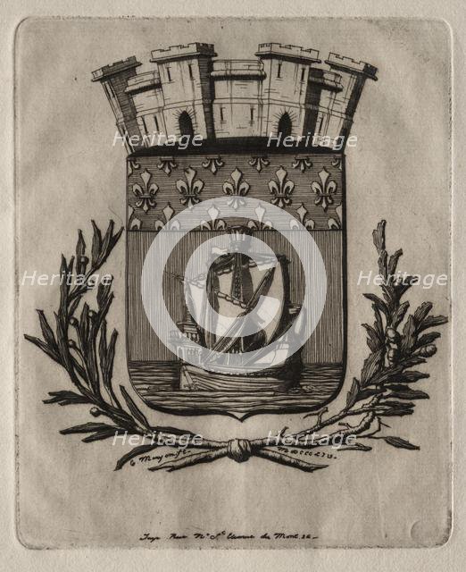 Etchings of Paris: The Symbolical Arms of the City of Paris, 1854. Creator: Charles Meryon (French, 1821-1868).