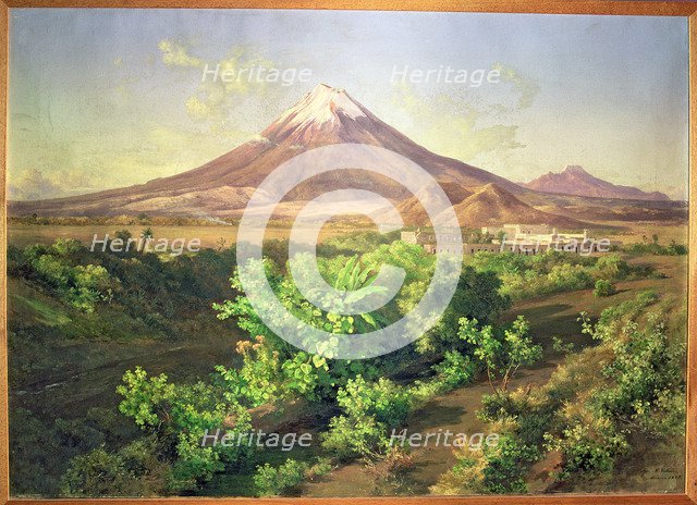 'Mexican landscape with volcano peak', Oil, 1887 by Jose Maria Velasco.