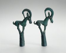 Pair of pole tops with Ibex, 6th/4th century B.C. Creator: Unknown.