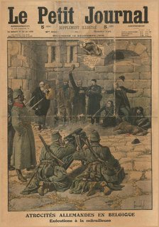German atrocities in Belgium: execution by machine gun, 1915. Creator: Unknown.