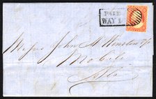 3c Washington with "PAID WAY 1" postmark on cover, 1851. Creator: Unknown.