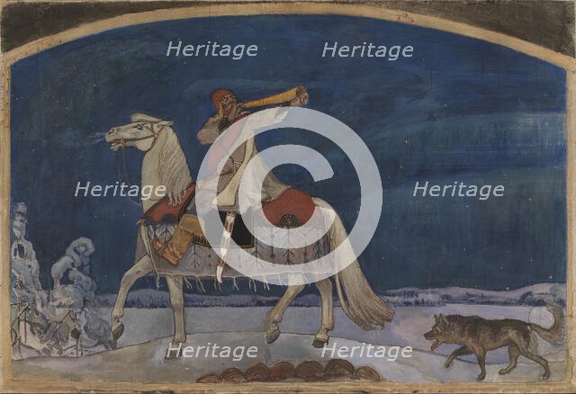 Kullervo Sets off for Battle; Kullervo Departs for the War, 1901. Creator: Akseli Gallen-Kallela.