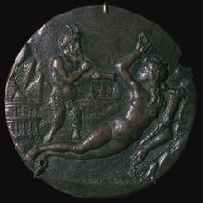 Bronze medallion of 'Abundance and a Satyr', 15th century. Artist: Antonio de Brescia