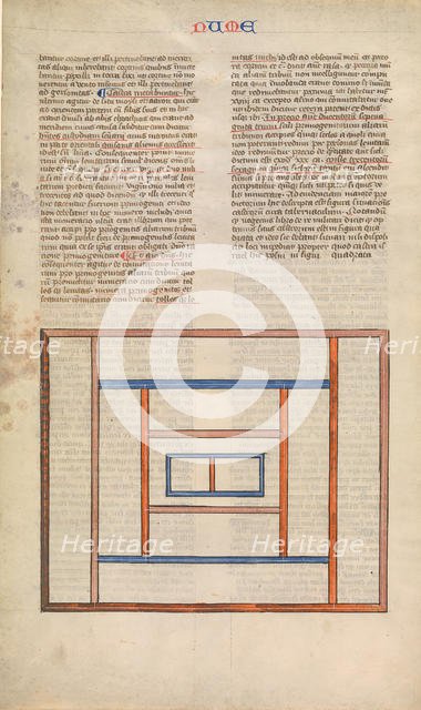Arrangement of the Levite Camps around the Tabernacle, one of six illustrated..., ca. 1360-1380. Creator: Nicholas of Lyra.